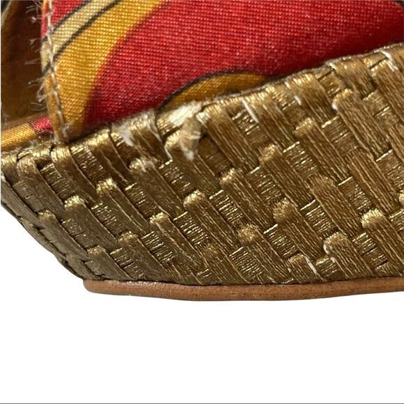 Sergio Zelcer Handmade Platform Retro Mod Print Peep Toe Platform Shoe Size 8 - Picture 8 of 11